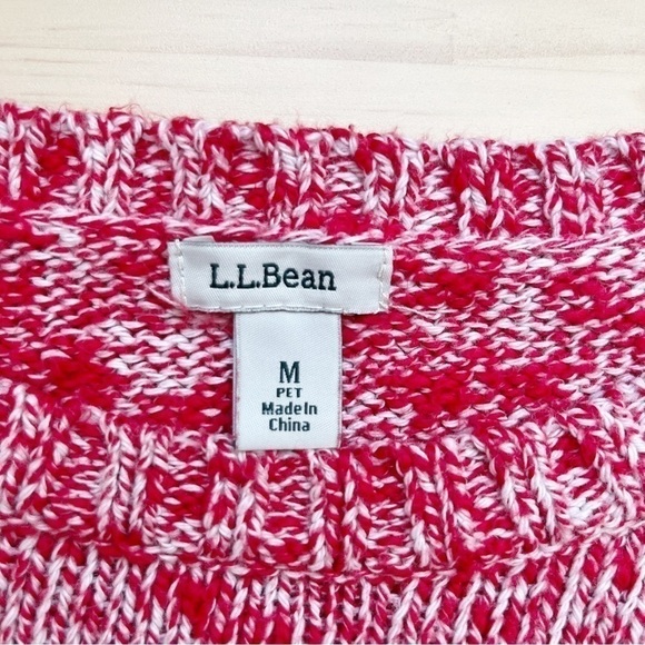 L.L.Bean 100%‎ Cotton Pullover Knit Sweater in Marled Red White, Size Medium - Picture 3 of 8